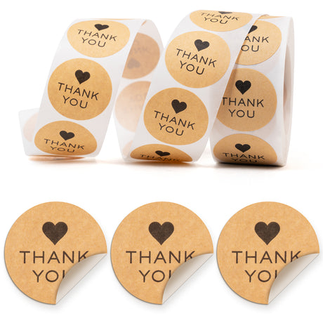 Dankeschön-Herz-Aufkleber Braun 500 Stück