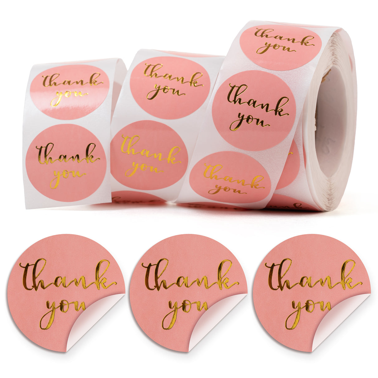 Dankeschön-Aufkleber, Rosa, 500 Stück.