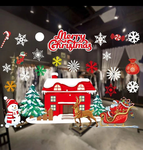 Weihnachtsaufkleber FÜR FENSTER Fensterdekoration 35x50 cm WINTERWALD