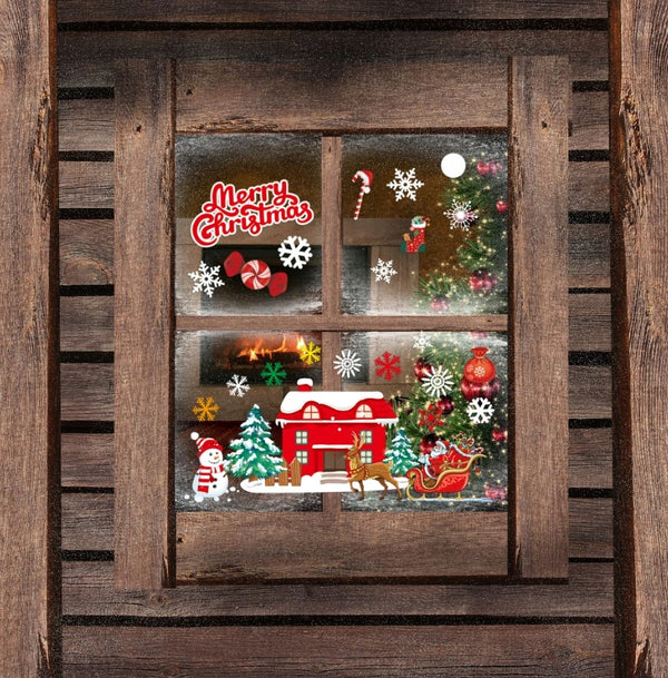 Weihnachten Fensteraufkleber Fensterdekoration 35x50 cm Winterwald