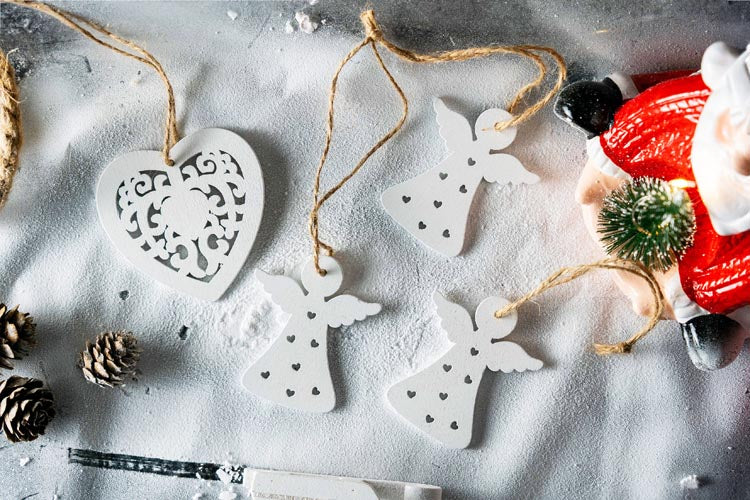 Weihnachtsbaumaufhänger aus Holz DIY ANGELS HEART