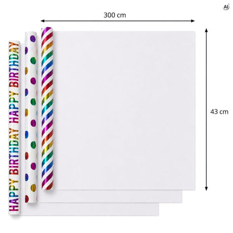 Dekoratives Geschenkpapier - 3 Stück