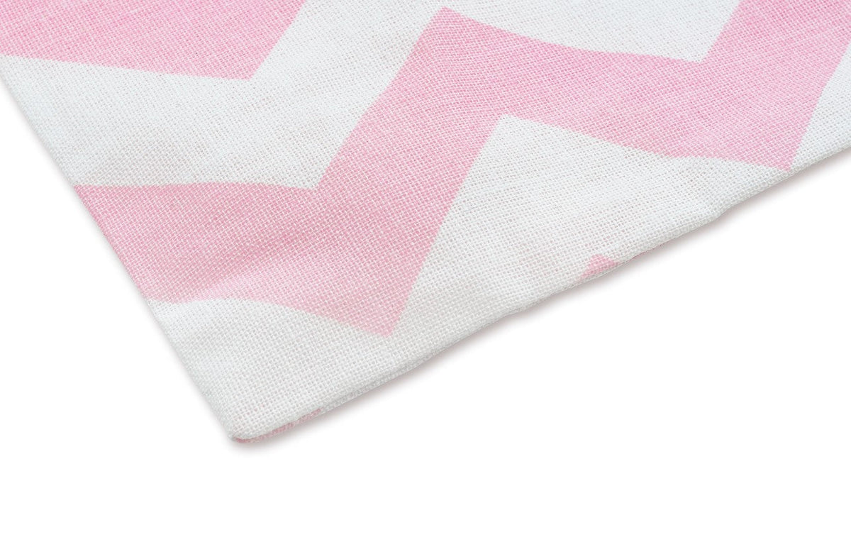Baumwollbeutel mit Kordelzug 15 x 20 cm, Zickzackmuster in Weiß und Rosa