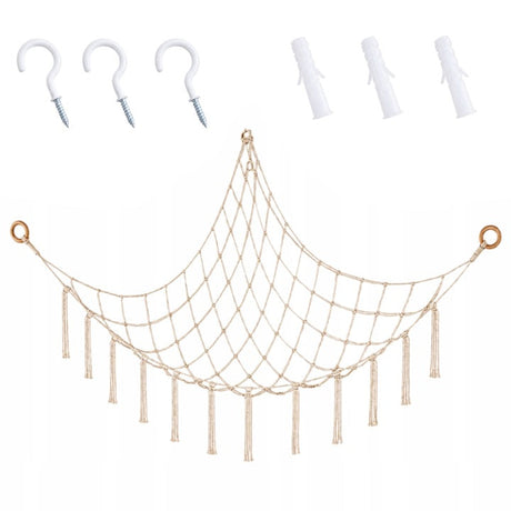 Hängendes Spielzeugnetz Eck-Organizer beige