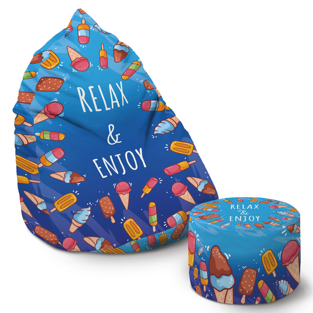 SET Sitzsack Bean bag + Fußhocker Relax & Enjoy