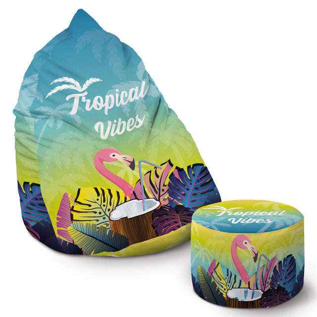 SET Sitzsack Bean bag + Fußhocker Tropical Vibes