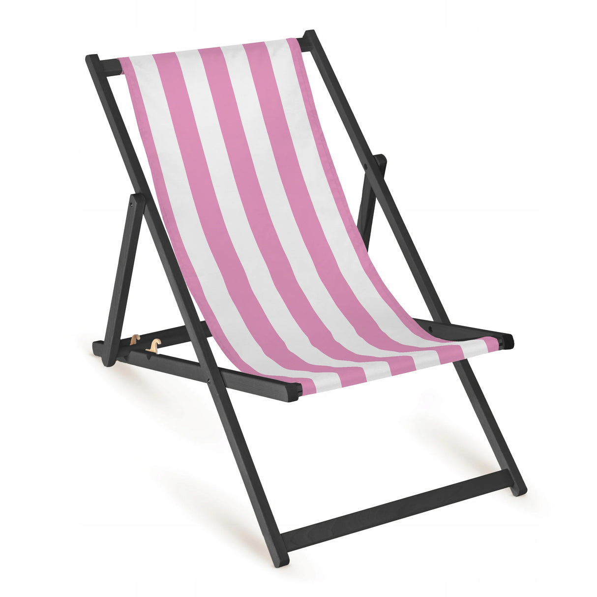 Holz-Liegestühle mit schwarzem Gestell - Streifen - verschiedene Farben Rosa