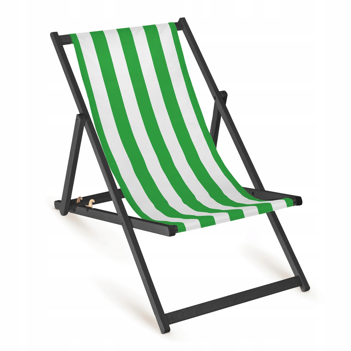 Holz-Liegestühle mit schwarzem Gestell - Streifen - verschiedene Farben Grün