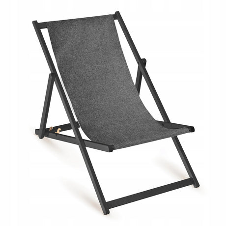 Holz-Liegestühle mit schwarzem Gestell Einfarbig / Verschiedene Farben Melange Grau