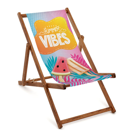 Holzliegestuhl SUMMER VIBES - Braunes Gestell, geölt, PREMIUM