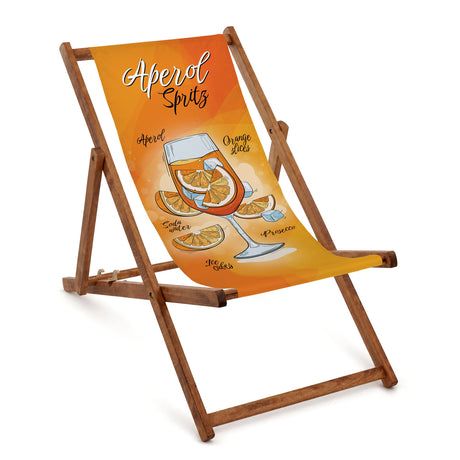 Holzliegestuhl APEROL SPRITZ – Geölter Rahmen Braun PREMIUM
