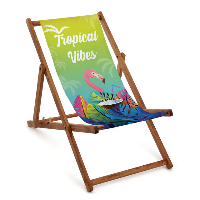 Holzliegestuhl TROPICAL VIBES – Geöltes Gestell in Braun PREMIUM