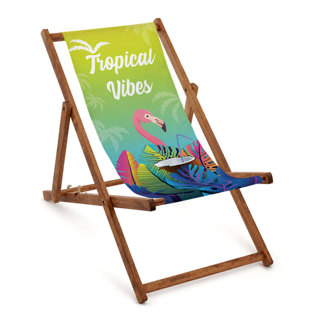 Holzliegestuhl TROPICAL VIBES – Geöltes Gestell in Braun PREMIUM