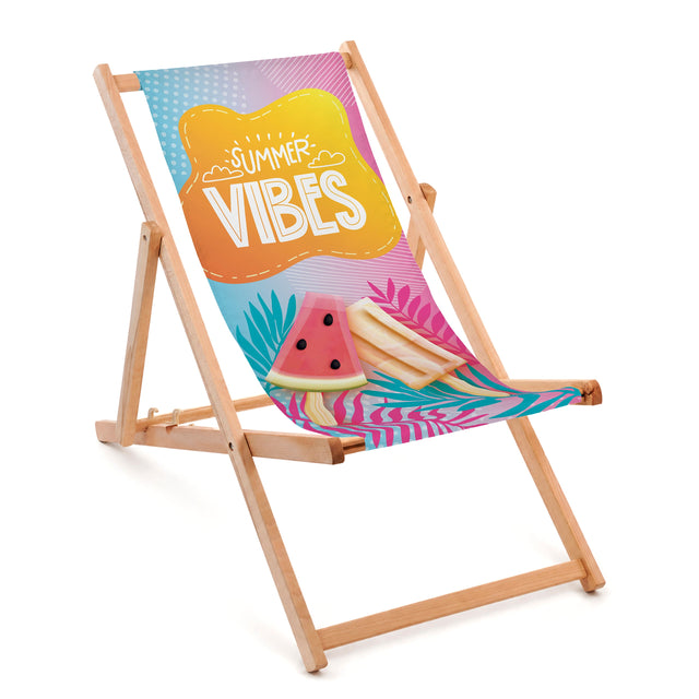 Holzliegestuhl SUMMER VIBES - Natürliches, geöltes Gestell PREMIUM