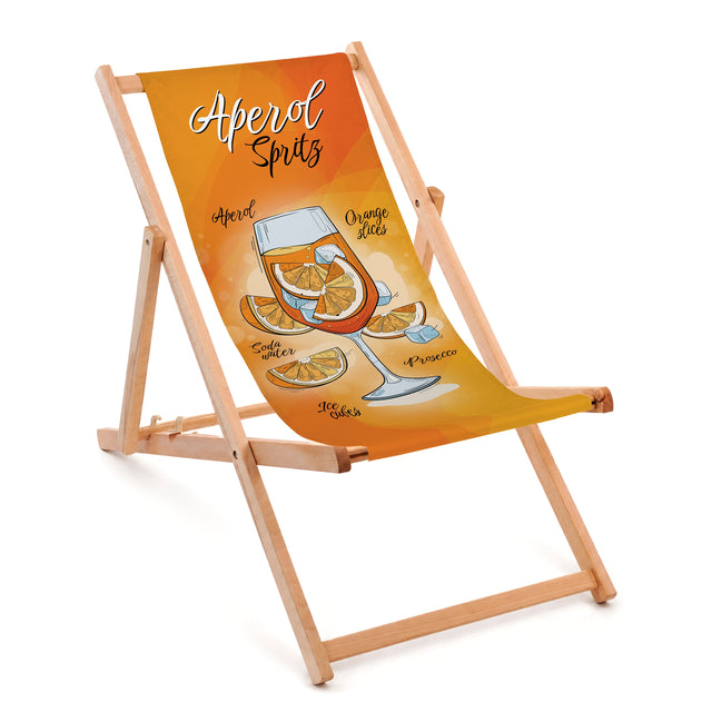 Holzliegestuhl APEROL SPRITZ – Natürlicher Rahmen geölt PREMIUM