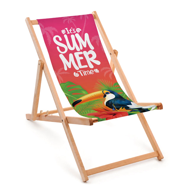 Holzliegestuhl SUMMER TIME - Natürliches Gestell, geölt PREMIUM