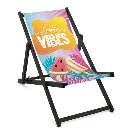 Holzliegestuhl SUMMER VIBES - Schwarzes geöltes Gestell PREMIUM