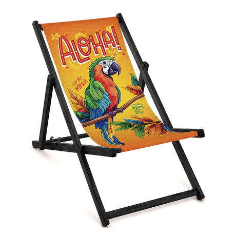 Holzliegestuhl ALOHA – Schwarzes Gestell, geölt, PREMIUM