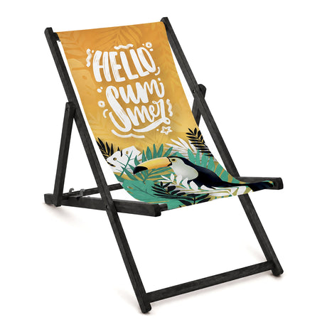 Holzliegestuhl HELLO SUMMER – Schwarzes Gestell geölt PREMIUM