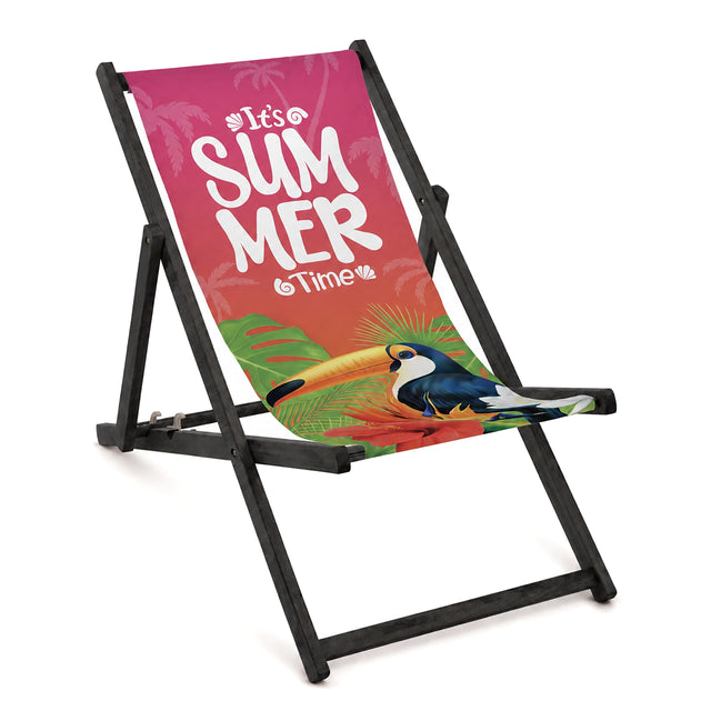 Holzliegestuhl SUMMER – Schwarzes Gestell, geölt, PREMIUM