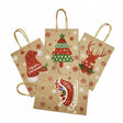 Papiertüte mit gedrehtem Henkel 330x120x260 braun Weihnachtsmuster 4 St.