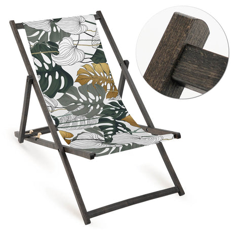 Holz-Liegestühle Fullprint-Edition mit schwarzem Gestell