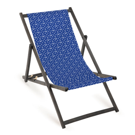 Holz-Liegestühle Marine-Design Anker mit schwarzem Gestell