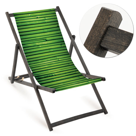Holz-Liegestühle Design-Print mit schwarzem Gestell
