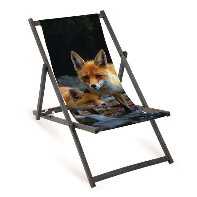 Holz-Liegestühle Fuchs Fullprint mit schwarzem Gestell