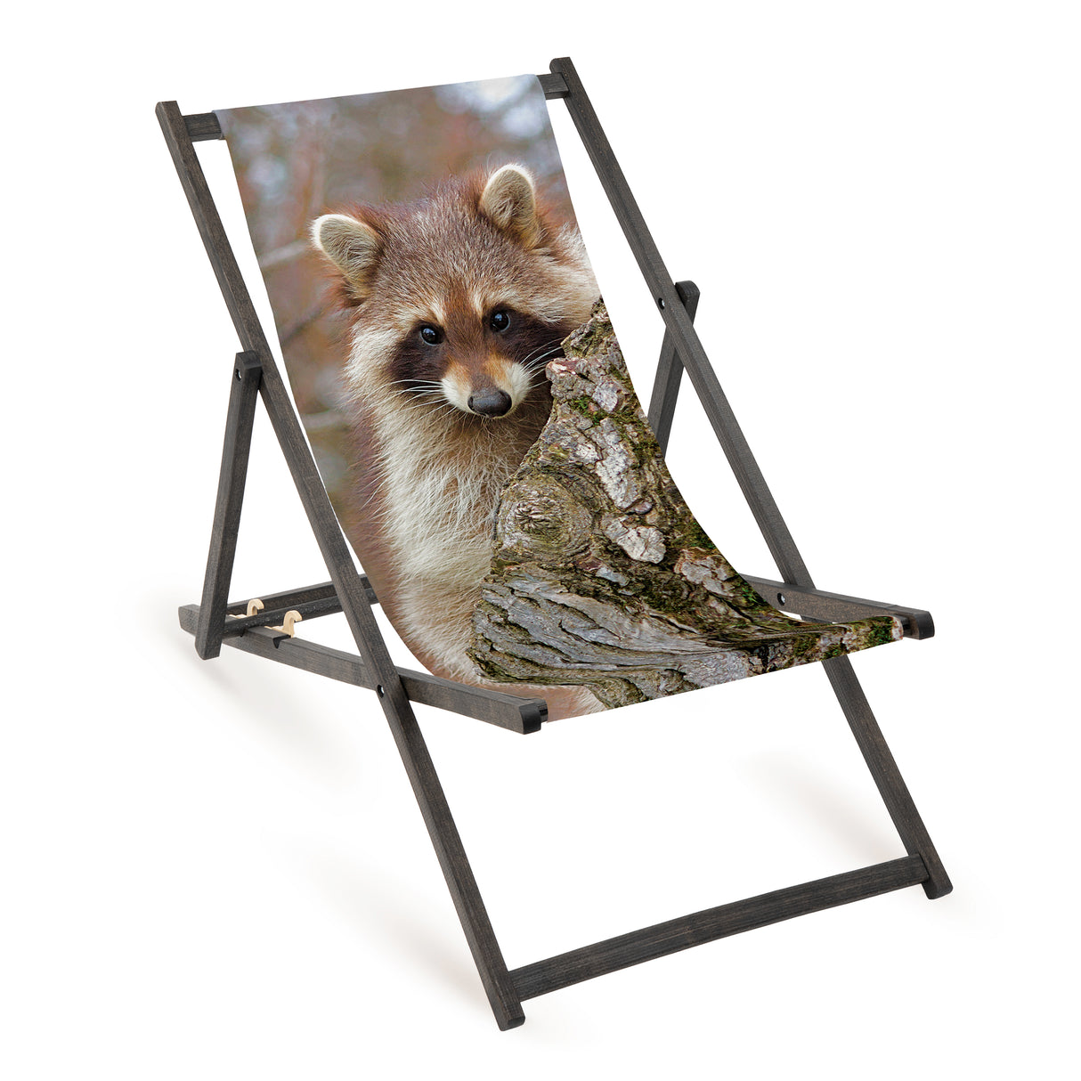 Holz-Liegestühle Fullprint-Edition mit schwarzem Gestell