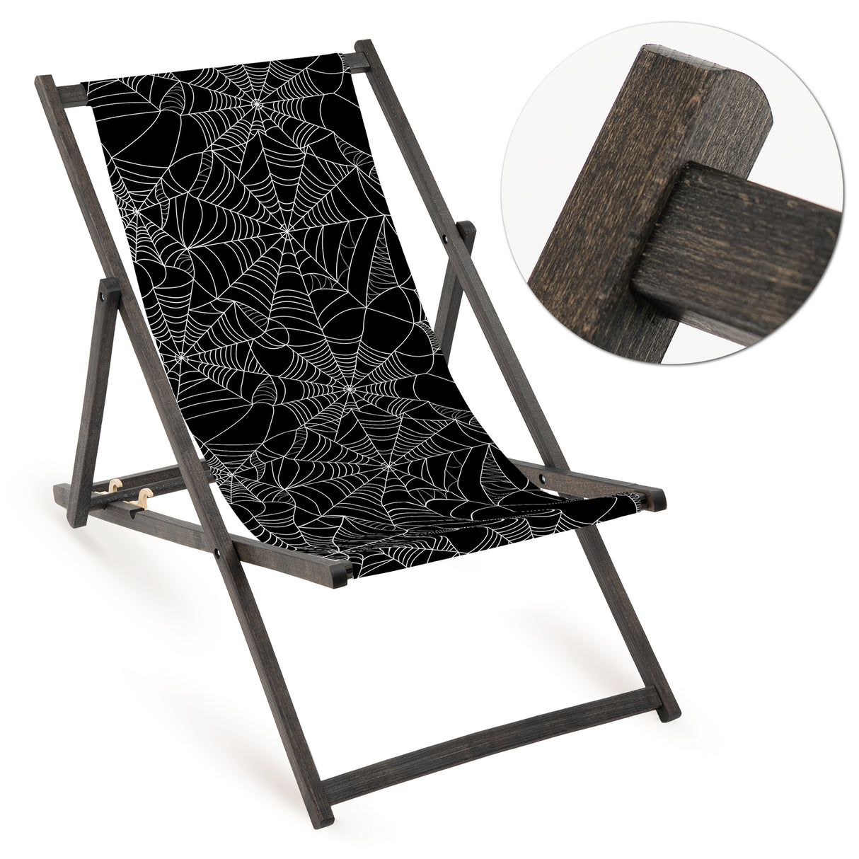 Holz-Liegestühle Spinnennetz-Design mit schwarzem Gestell