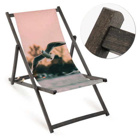 Holz-Liegestühle Fullprint Design mit schwarzem Gestell