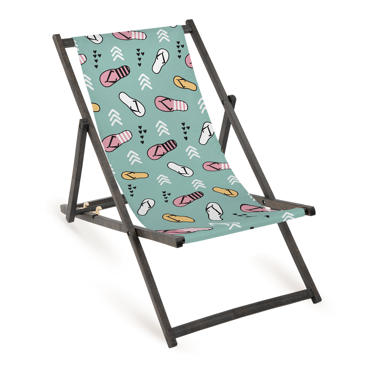 Holz-Liegestühle Design-Print mit schwarzem Gestell