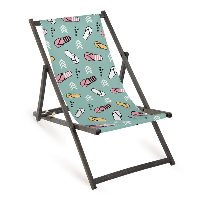 Holz-Liegestühle Design-Print mit schwarzem Gestell