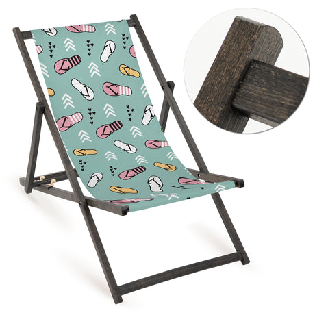 Holz-Liegestühle Design-Print mit schwarzem Gestell