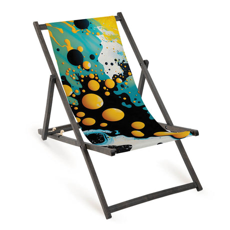 Holz-Liegestuhl Outdoor & Strand Edition Fullprint mit schwarzem Gestell