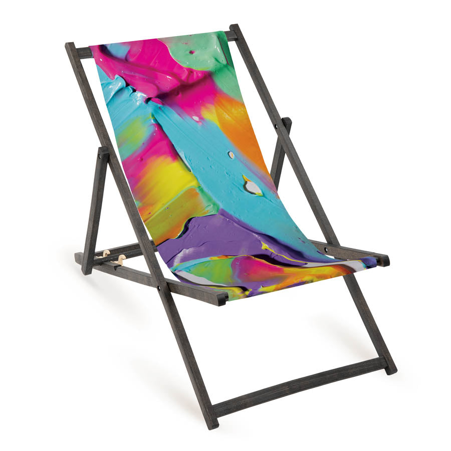 Holz-Liegestuhl Eco Design Edition Fullprint mit schwarzem Gestell