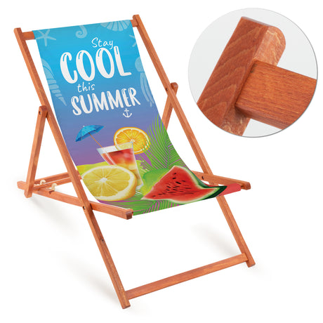 Holz-Liegestuhl Stay Cool This Summer mit orangefarbenem Gestell