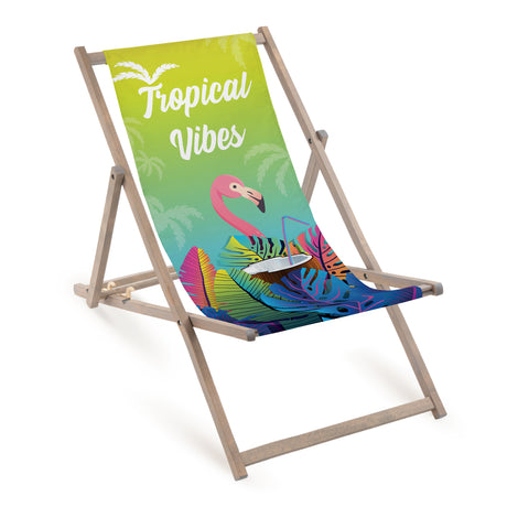 Holz-Liegestuhl Tropical Vibes Fullprint mit grauem Gestell