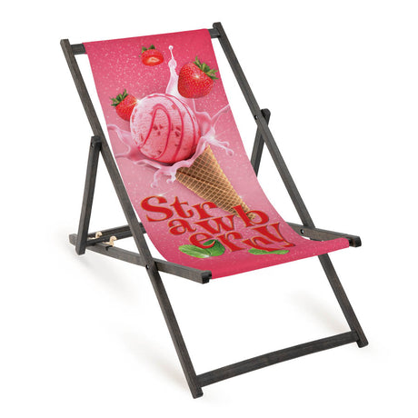 Holz-Liegestuhl Gastronomie Edition Fullprint mit schwarzem Gestell