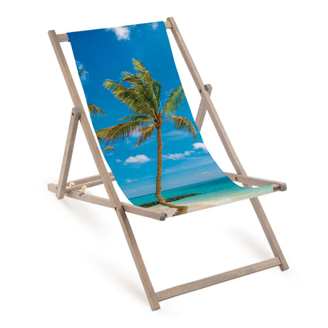 Holz-Liegestuhl Eko Fullprint mit grauem Gestell