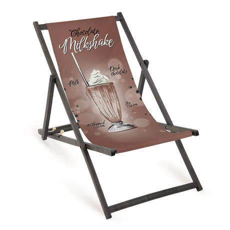 Holz-Liegestühle Chocolate Milkshake mit schwarzem Gestell