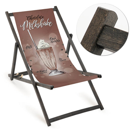 Holz-Liegestühle Chocolate Milkshake mit schwarzem Gestell