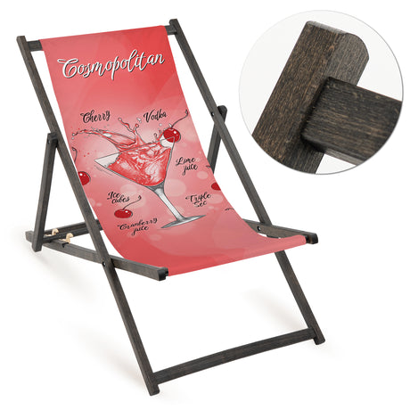 Holz-Liegestühle Cosmopolitan mit schwarzem Gestell