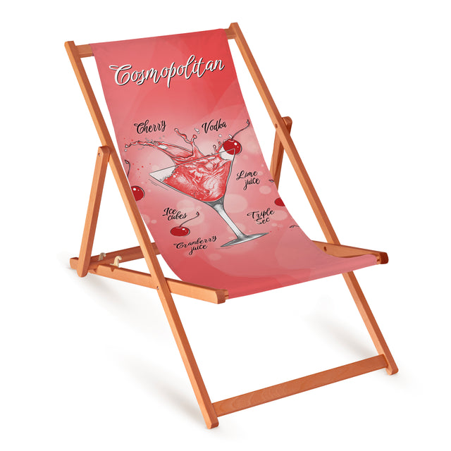 Holz-Liegestühle Cosmopolitan mit orangefarbenem Gestell