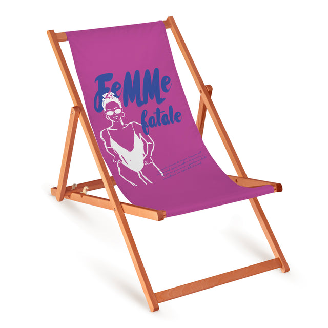 Holz-Liegestühle Femme Fatale mit orangefarbenem Gestell