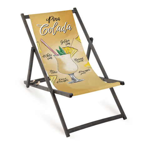 Holz-Liegestühle Pina Colada mit schwarzem Gestell