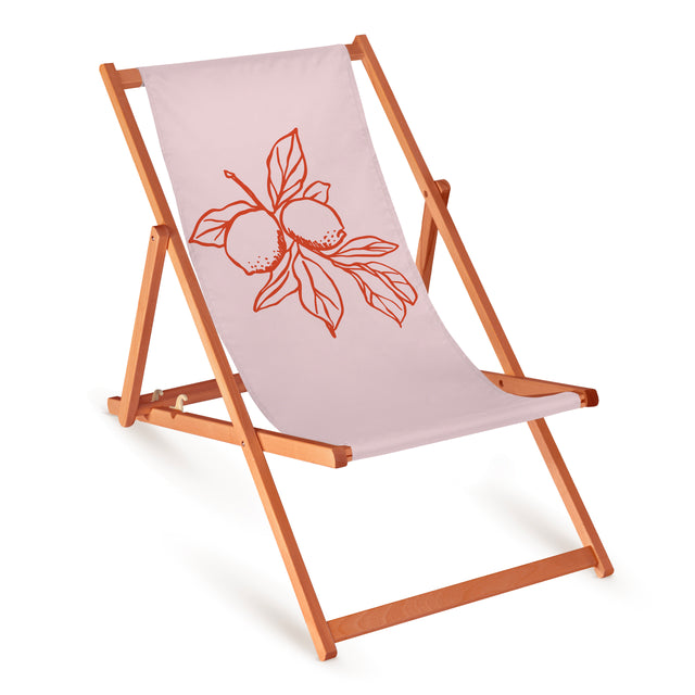 Holz-Liegestühle Lemon Red mit orangefarbenem Gestell