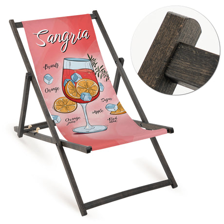 Holz-Liegestühle Sangria mit schwarzem Gestell