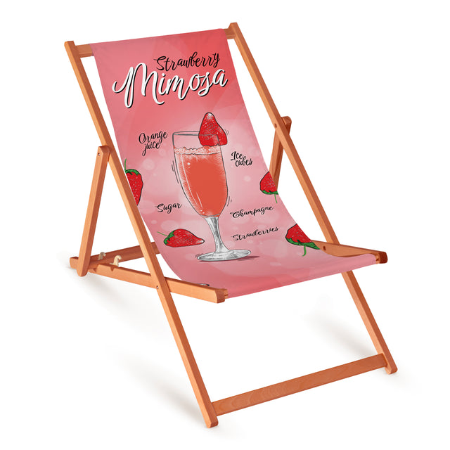 Holz-Liegestühle Strawberry Mimosa mit orangefarbenem Gestell